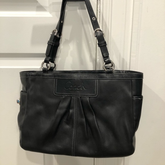 Coach Leather Pleated East West Gallery Tote Bag - Picture 6 of 7